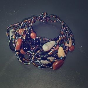 Earth Tone Multi Beaded Knob Bracelet